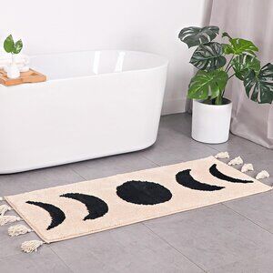 Boho Moon Phases Runner Rug Bathroom Mat Witchy black Decor accent rugs NEW